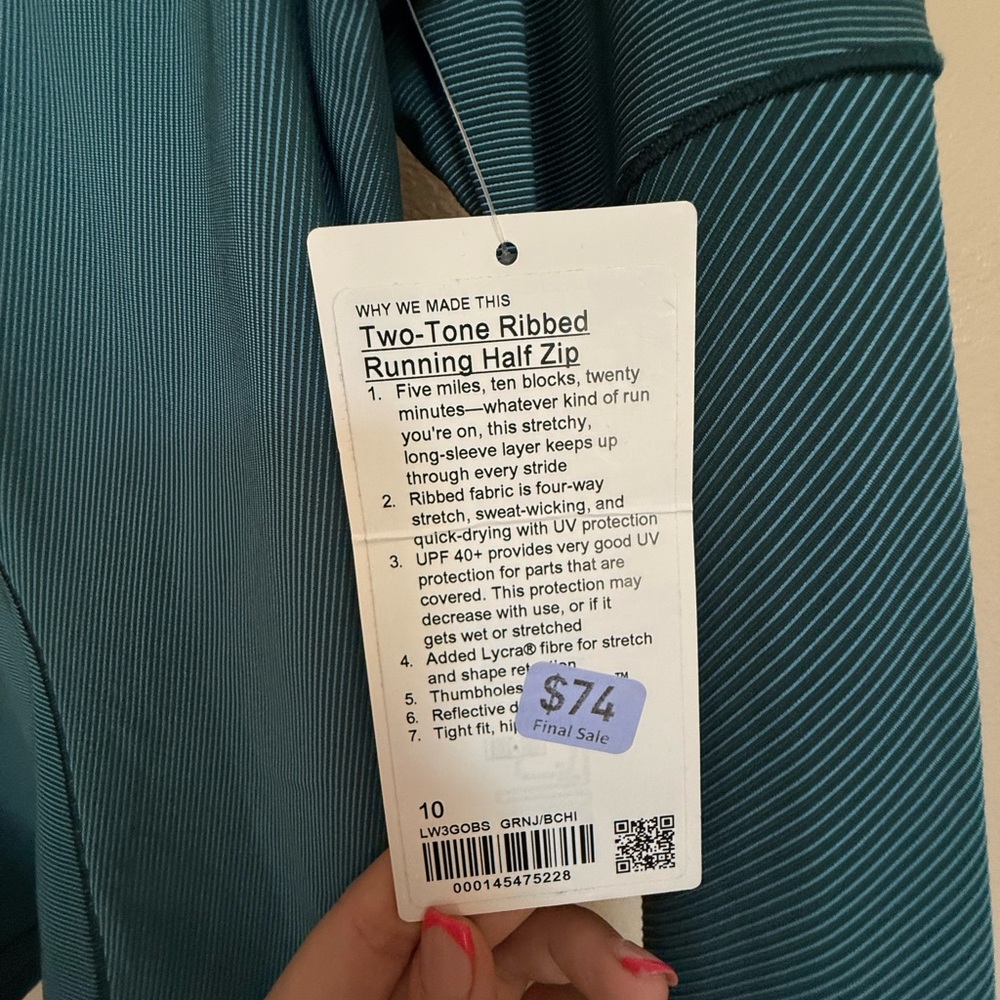 Lululemon Two-Tone Ribbed Running Half Zip - Picture 6 of 6